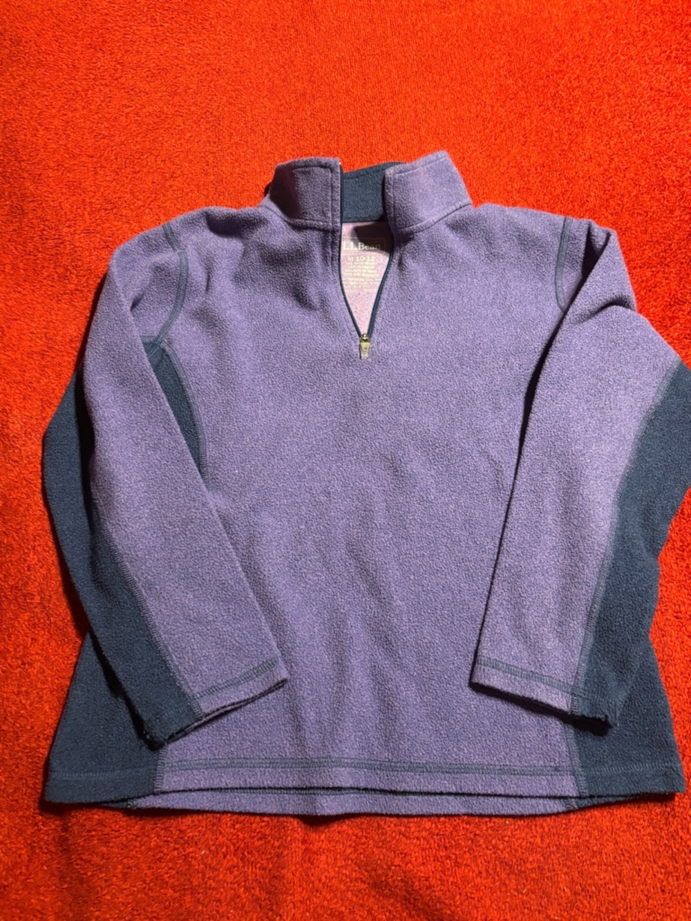 L.L. Beam Purple Half-Zip Fleece Pullover Junior girls Size M 10-12